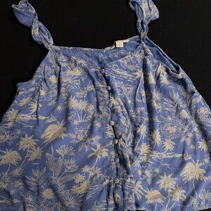 Women's Flowy Ruffle Sleeve Tank Top with Button Details